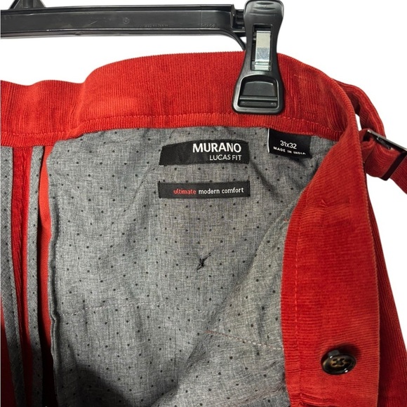 NWT Murano Ancient Renaissance Collection Lucas Pleated Corduroy Red 31x32 - Picture 9 of 14
